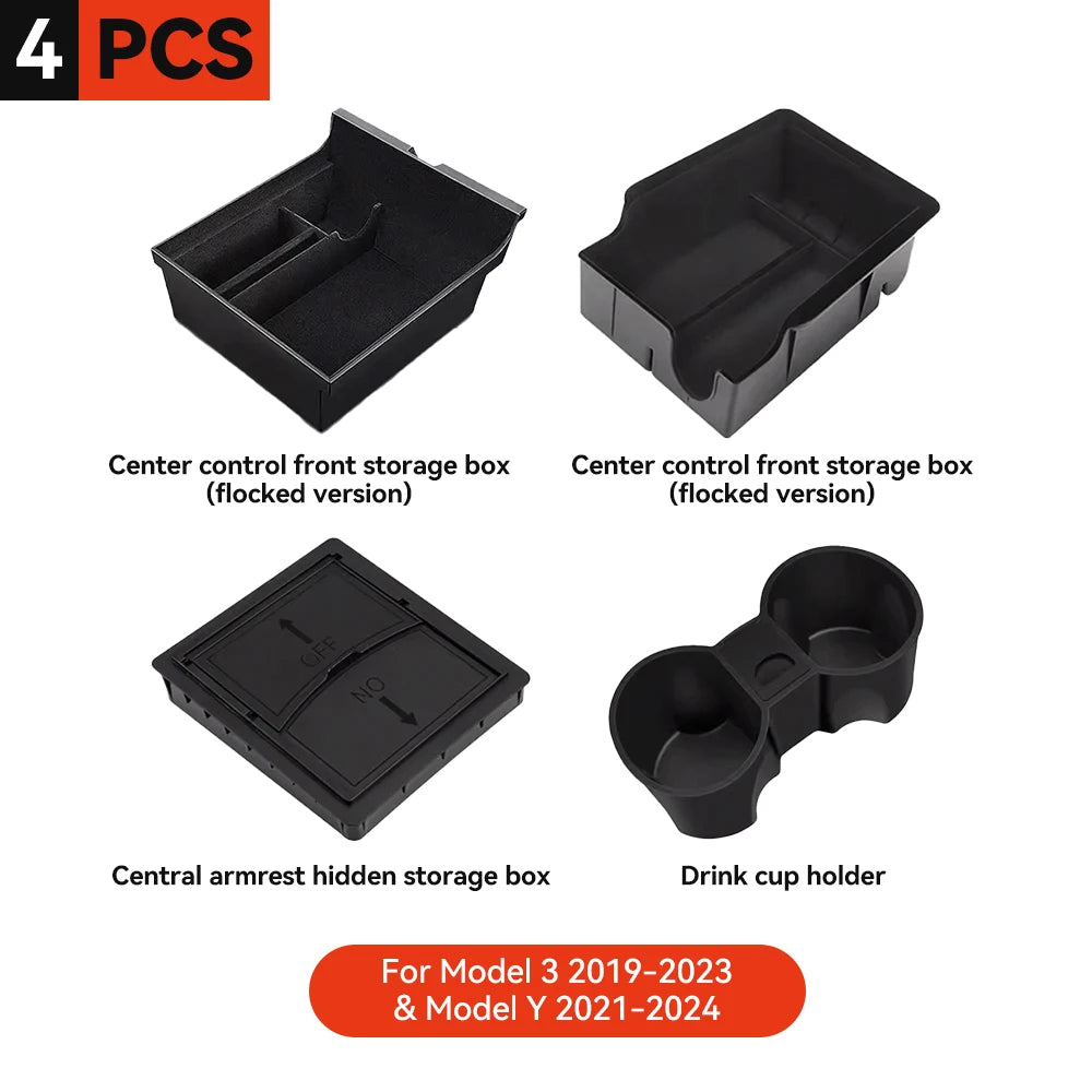 YZ For Tesla Model 3 Model Y 2021-2023  Center Console Organizer Car Tesla Car Armrest Hidden Storage Box Interior Accessories