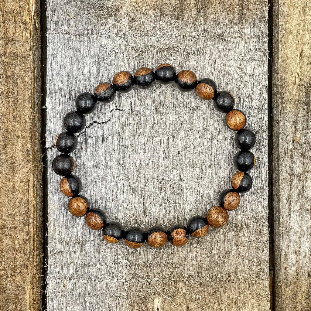 Union - Dual Black/Brown Sandalwood Mala Beaded Bracelet