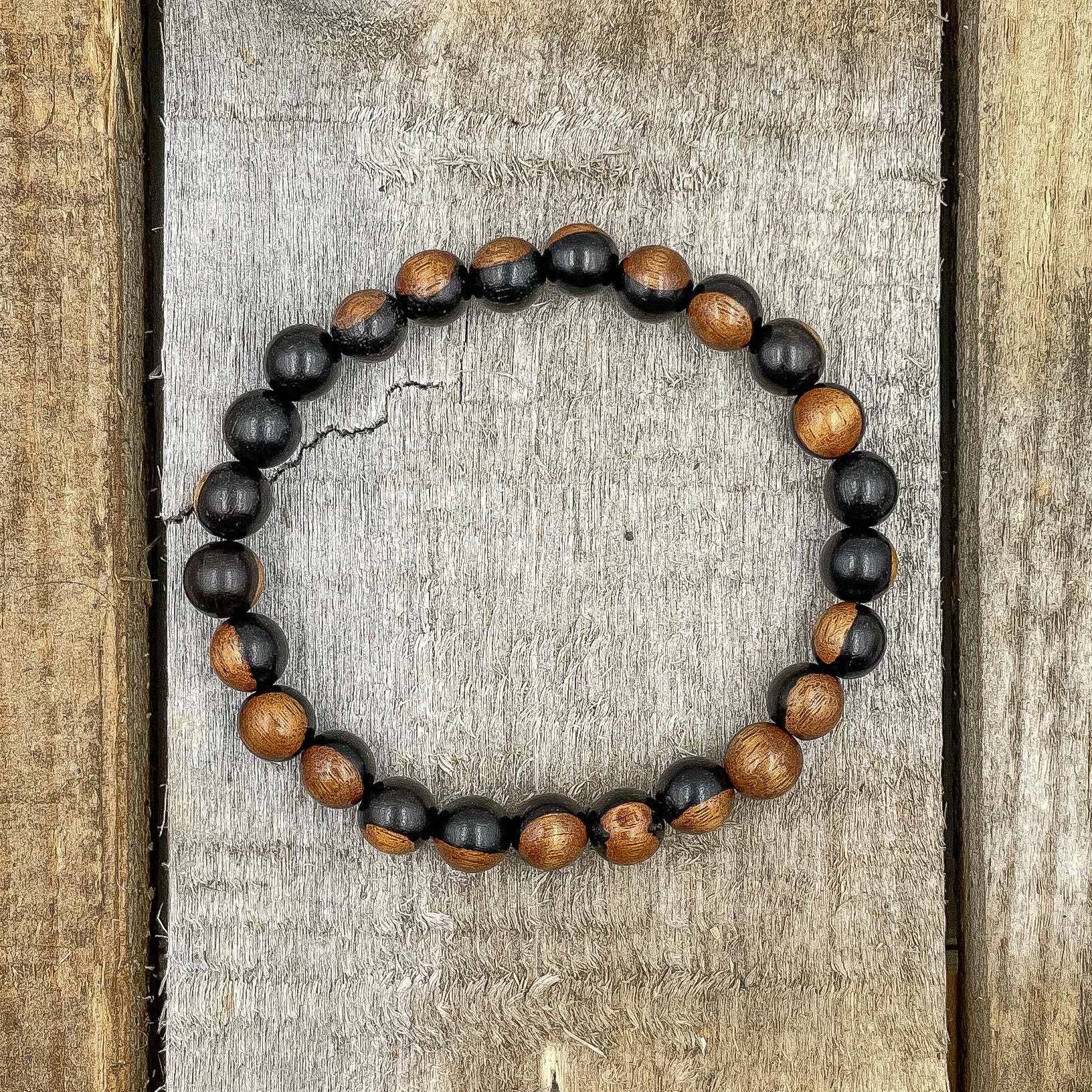 Union - Dual Black/Brown Sandalwood Mala Beaded Bracelet