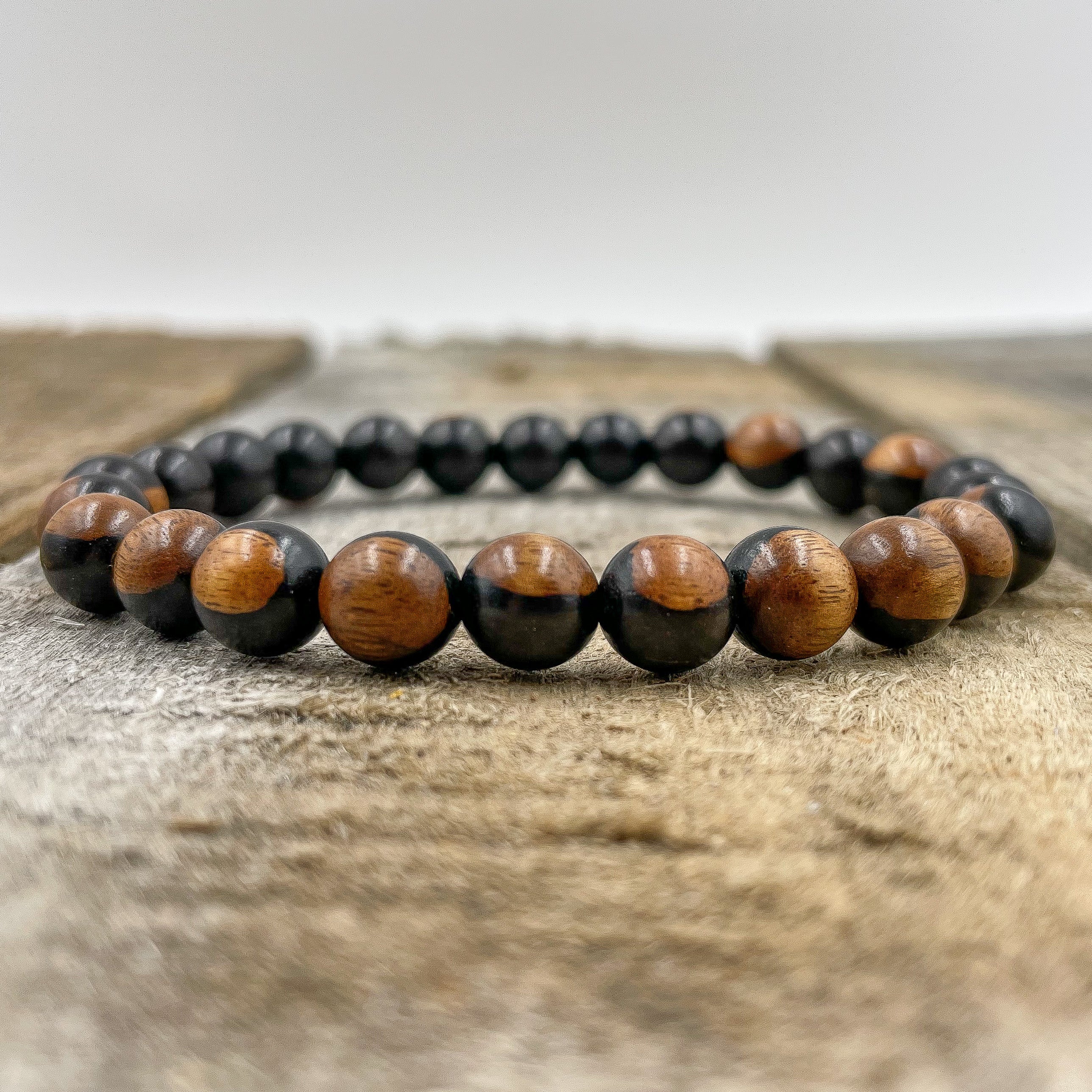 Union - Dual Black/Brown Sandalwood Mala Beaded Bracelet
