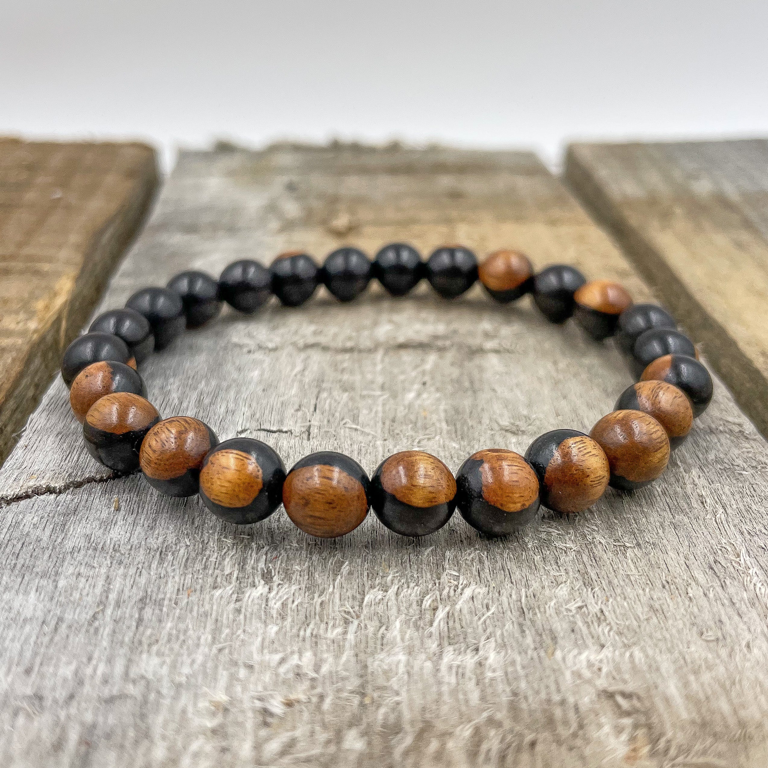 Union - Dual Black/Brown Sandalwood Mala Beaded Bracelet