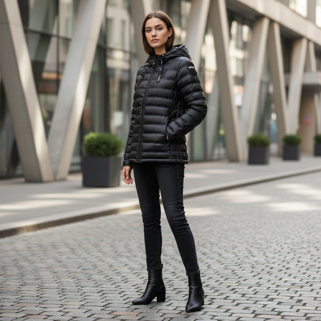 Women's Black Jacket - Urban Background 3
